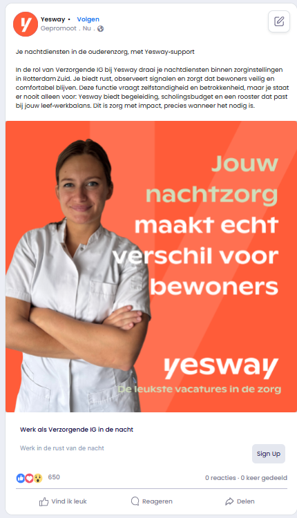 Voorbeeld van een JIBSER social-media advertentie op Meta